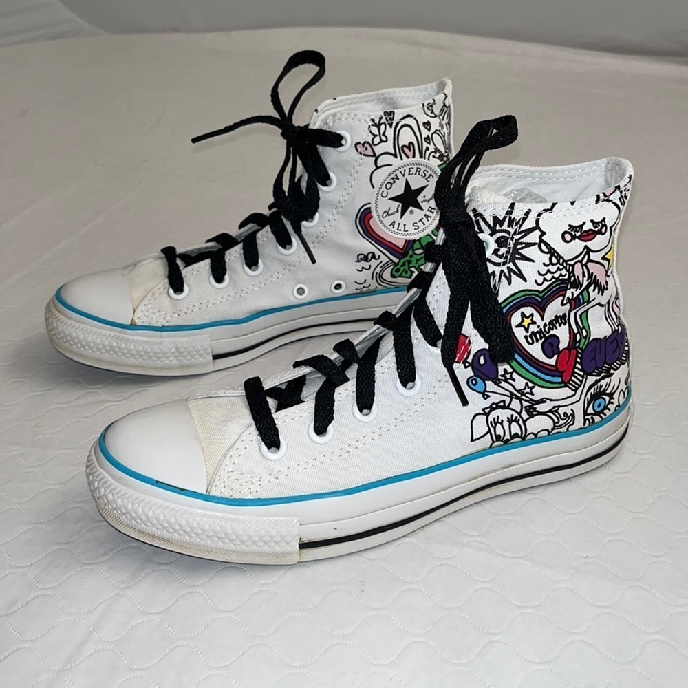 Converse Custom Unicorn Horse white multicolor high top sneakers - Picture 2 of 11
